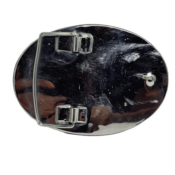 Vintage Stainless Steel With Etched Buck on Abalone Shell Western Belt Buckle (5 - Picture 4 of 4